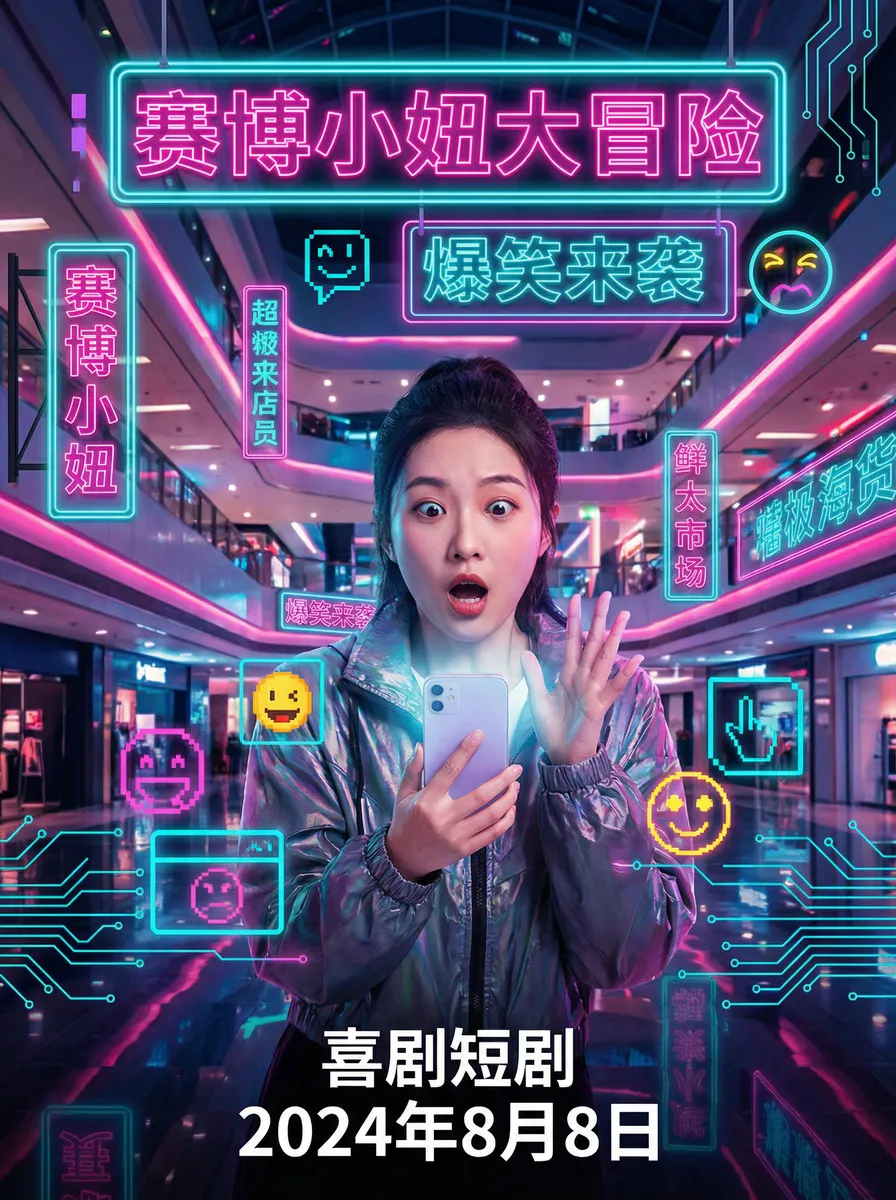 秋葵加油站APP免费下载苹果 搞笑喜剧短剧 - 赛博小妞大冒险海报